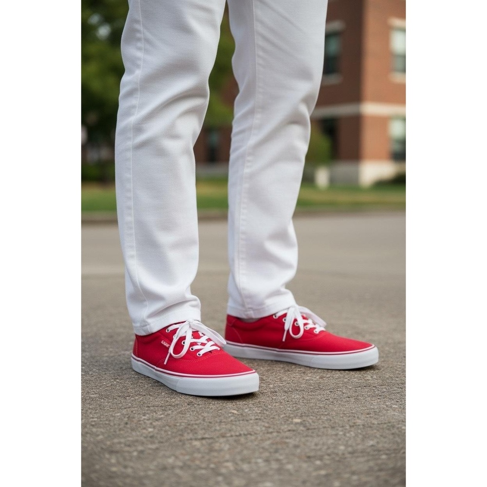 Lugz Sneaker Mens Red White Flip Classic Low Top Fashion Casual Size 9.5